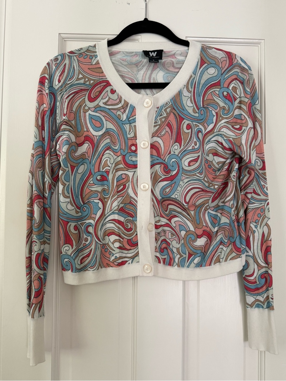 Multi-Color Swirl Print W by worth  Cardigan Sweater